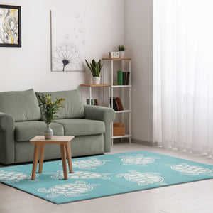 Trans Ocean Liora Manne Capri Turtle Handmade Indoor/Outdoor Area Rug - Vibrant Coastal Design For Any Space Blue Polyester,Acrylic Cap46163404