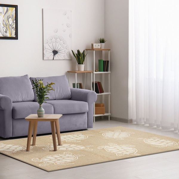 Trans Ocean Liora Manne Capri Turtle Handmade Indoor/Outdoor Area Rug - Vibrant Coastal Design For Any Space Natural Polyester,Acrylic Cap46163412