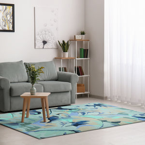 Trans Ocean Liora Manne Capri Palm Leaf Indoor/Outdoor Area Rug - Vibrant Botanical Design For Any Space Blue Polyester,Acrylic Cap23166803
