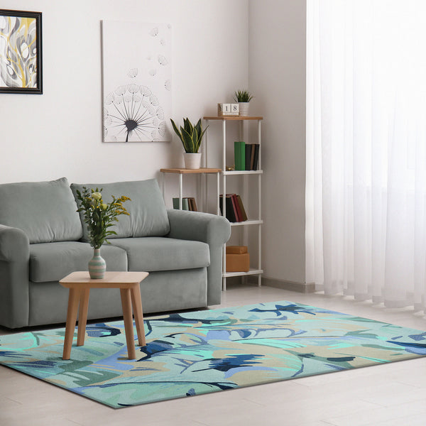 Trans Ocean Liora Manne Capri Palm Leaf Indoor/Outdoor Area Rug - Vibrant Botanical Design For Any Space Blue Polyester,Acrylic Cap23166803