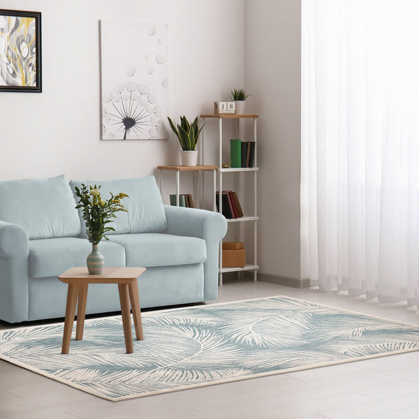 Trans Ocean Liora Manne Carmel Fronds Botanical Indoor/Outdoor Area Rug - Elegant Transitional Design For Any Space Blue Polypropylene,Polyester Cre69847404