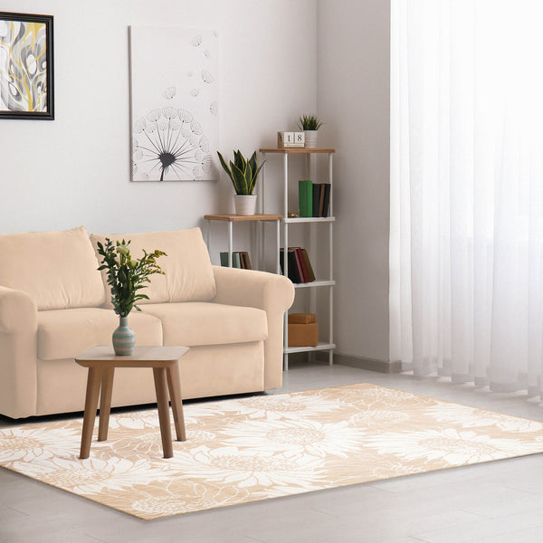 Trans Ocean Liora Manne Carmel Sunflower Field Area Rug - Transitional Botanical Design For Indoor & Outdoor Spaces Beige Polypropylene,Polyester Cre58848312