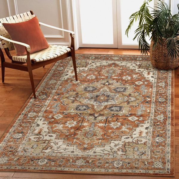 Trans Ocean Liora Manne Ariana Heriz Indoor Area Rug - Elegant Traditional Floral Design For Stylish Spaces Rust Polypropylene Arn69922217