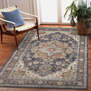 Trans Ocean Liora Manne Ariana Heriz Indoor Area Rug - Elegant Traditional Floral Design For Stylish Spaces Navy Polypropylene Arn69922233
