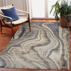 Trans Ocean Liora Manne Ariana Marble Area Rug - Contemporary Abstract Design For Modern Indoor Spaces Blue Polypropylene Arn69922903