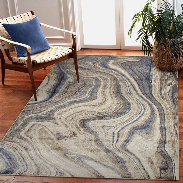 Trans Ocean Liora Manne Ariana Marble Area Rug - Contemporary Abstract Design For Modern Indoor Spaces Blue Polypropylene Arn69922903