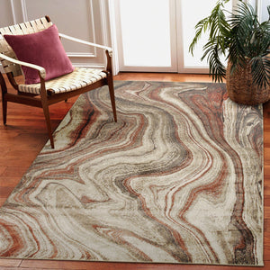 Trans Ocean Liora Manne Ariana Marble Area Rug - Contemporary Abstract Design For Modern Indoor Spaces Red Polypropylene Arn91922924