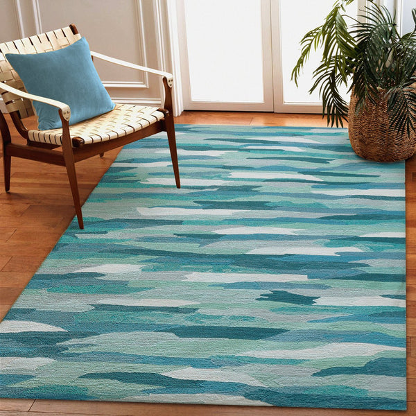 Trans Ocean Liora Manne Capri Cloud Indoor/Outdoor Area Rug - Contemporary Geometric Design For Any Space Blue Polyester,Acrylic Cap46172594