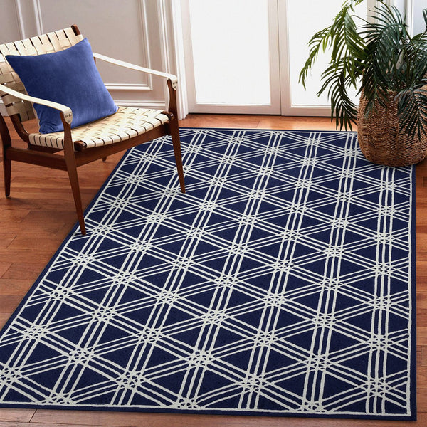 Trans Ocean Liora Manne Capri Hex Indoor/Outdoor Durable Area Rug - Stylish Geometric Accent For Any Space Navy Polyester,Acrylic Cap71174133