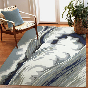 Trans Ocean Liora Manne Capri Wave Indoor/Outdoor Area Rug – Stunning Coastal Design For Elegant Spaces Blue Polyester,Acrylic Cap46175504