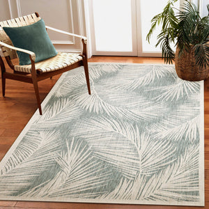 Trans Ocean Liora Manne Carmel Fronds Botanical Indoor/Outdoor Area Rug - Elegant Transitional Design For Any Space Blue Polypropylene,Polyester Cre69847404