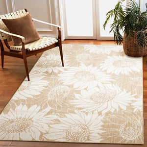 Trans Ocean Liora Manne Carmel Sunflower Field Area Rug - Transitional Botanical Design For Indoor & Outdoor Spaces Beige Polypropylene,Polyester Cre58848312