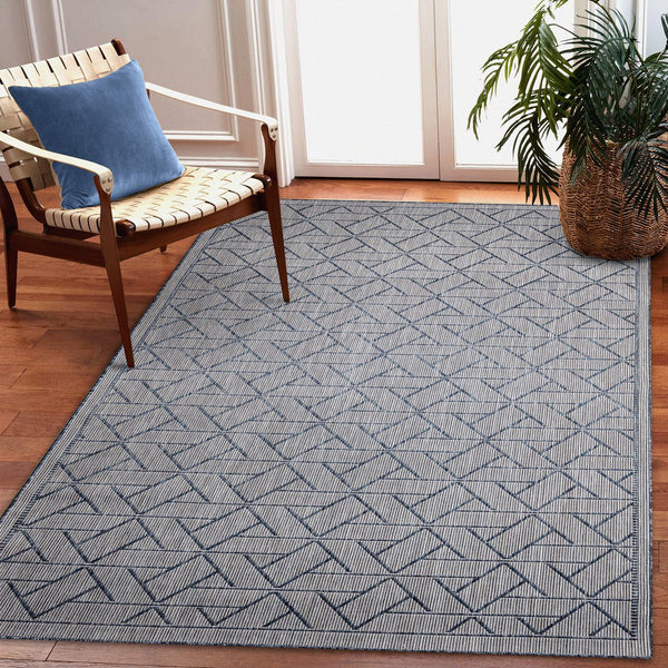 Trans Ocean Liora Manne Carmel Pyramid Indoor/Outdoor Area Rug - Contemporary Geometric Design For Stylish Spaces Navy Polypropylene,Polyester Cre58849633