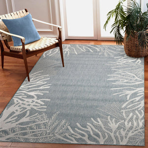 Trans Ocean Liora Manne Carmel Reef Border Indoor/Outdoor Area Rug - Elegant Coastal Design For Any Space Blue Polypropylene,Polyester Cre69849804