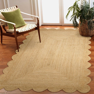 Trans Ocean Liora Java Scalloped Edge Hand Woven Jute Area Rug - Stylish, Durable, And Easy Care For Any Space Natural Jute Jaa46103012