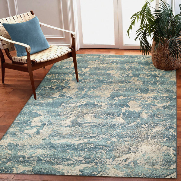 Trans Ocean Liora Manne Marina Stormy Indoor/Outdoor Area Rug - Coastal Graphic Design For Modern Spaces Blue Polypropylene,Polyester Mna45810003