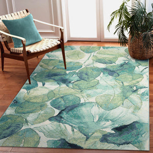 Trans Ocean Liora Manne Marina Botanical Indoor/Outdoor Area Rug - Vibrant Lotus Design For Fresh Spaces Green Polypropylene,Polyester Mna69818906