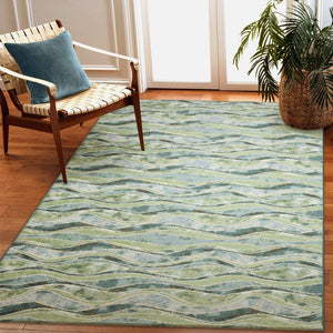 Trans Ocean Liora Manne Wave Indoor/Outdoor Area Rug - Contemporary Abstract Design In Soothing Blue Hues Blue Polypropylene,Polyester Mna45966204