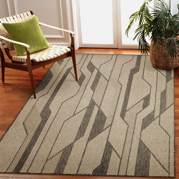 Trans Ocean Liora Manne Monaco Vienna Area Rug - Contemporary Geometric Design For Indoor/Outdoor Spaces Natural Polypropylene Moc57627712
