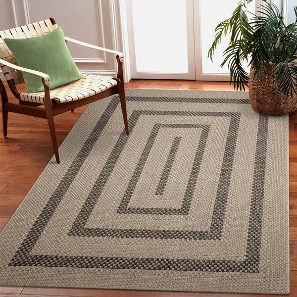Trans Ocean Liora Manne Monaco Multi Border Area Rug - Stylish Indoor/Outdoor Design For Elegant Spaces Natural Polypropylene Moc69628012