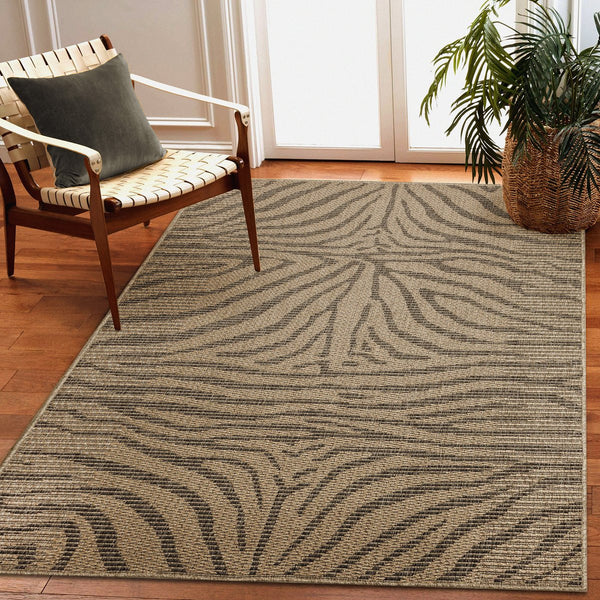 Trans Ocean Liora Manne Monaco Zebra Indoor/Outdoor Area Rug - Stylish Graphic Design For Modern Spaces Natural Polypropylene Moc80628112