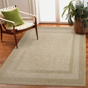Trans Ocean Liora Manne Orly Power Loomed Geometric Area Rug For Indoor/Outdoor With Textured Border Design Natural Polypropylene Oly57648412