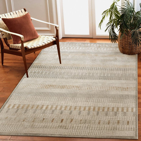 Trans Ocean Liora Manne Rialto Transitional Stripe Indoor Area Rug - Soft Texture & Elegant Design For Home Decor Natural Polyester Ral91689412