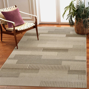 Trans Ocean Liora Manne Riviera Bands Indoor/Outdoor Area Rug - Stylish Geometric Design For Modern Spaces Natural Polypropylene Rva57684612
