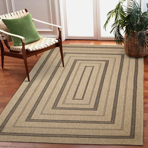 Trans Ocean Liora Manne Sahara Multi Border Indoor/Outdoor Area Rug - Stylish Geometric Design For Any Space Natural Polypropylene,Polyester Sah57718512