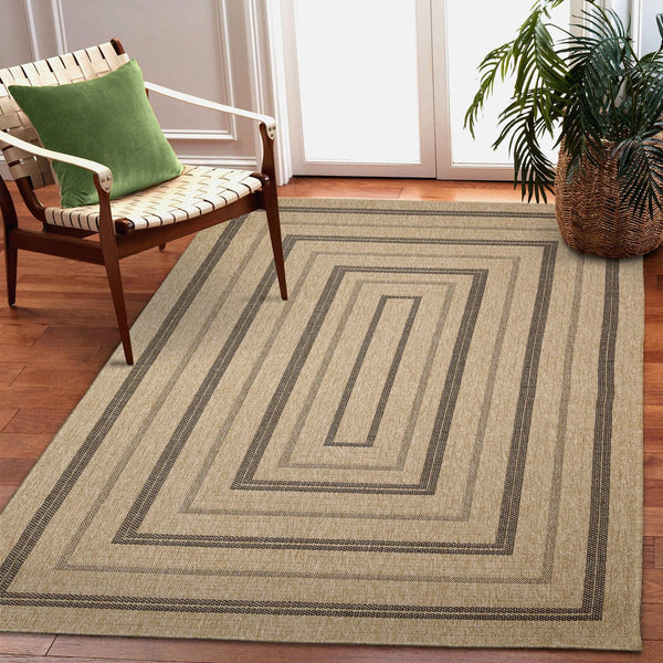 Trans Ocean Liora Manne Sahara Multi Border Indoor/Outdoor Area Rug - Stylish Geometric Design For Any Space Natural Polypropylene,Polyester Sah57718512