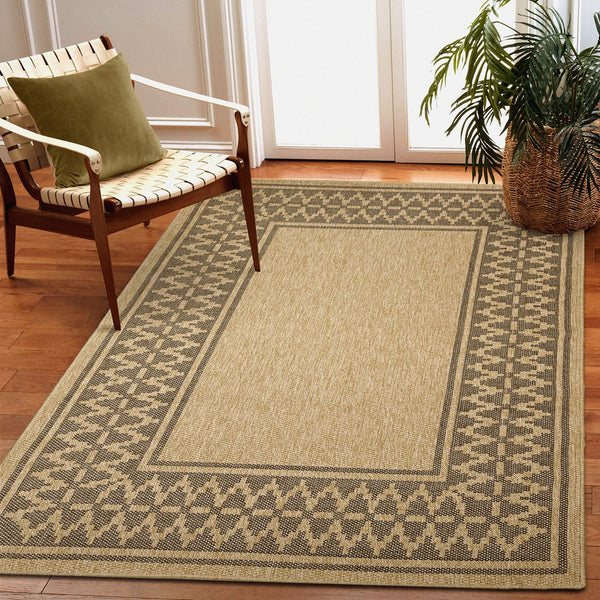 Trans Ocean Liora Manne Sahara Diamond Border Area Rug – Stylish Indoor/Outdoor Accent With Geometric Design Natural Polypropylene,Polyester Sah57719212