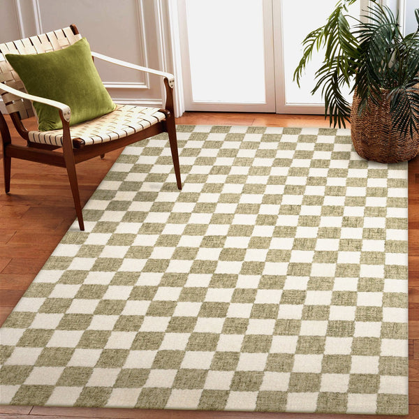 Trans Ocean Liora Manne Savannah Indoor Hand-tufted Wool Area Rug – Elegant Checkerboard Design For Modern Homes Sage Wool Pile Svh57951316