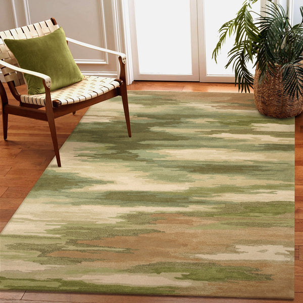 Trans Ocean Liora Manne Tivoli Plush Handmade Wool Area Rug - Contemporary Abstract Design For Elegant Spaces Green Wool Tiv81814306