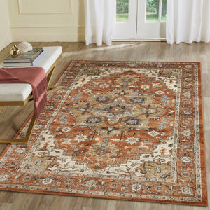 Trans Ocean Liora Manne Ariana Heriz Indoor Area Rug - Elegant Traditional Floral Design For Stylish Spaces Rust Polypropylene Arn69922217