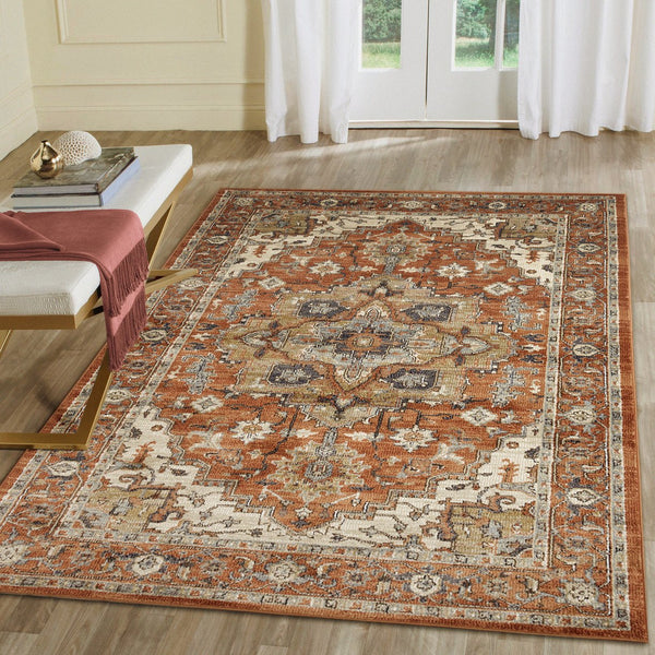 Trans Ocean Liora Manne Ariana Heriz Indoor Area Rug - Elegant Traditional Floral Design For Stylish Spaces Rust Polypropylene Arn69922217