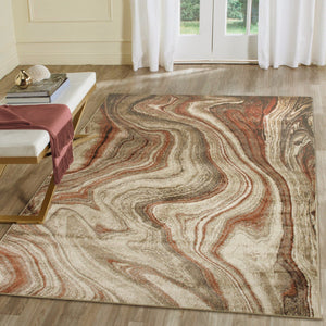 Trans Ocean Liora Manne Ariana Marble Area Rug - Contemporary Abstract Design For Modern Indoor Spaces Red Polypropylene Arn91922924
