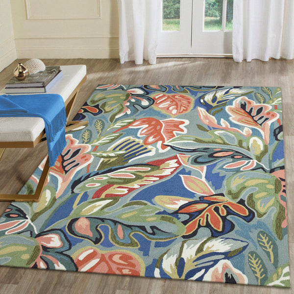 Trans Ocean Liora Manne Capri Indoor/Outdoor Rug - Vibrant Floral Geometric Design For Stylish Spaces Blue Polyester,Acrylic Cap57174004