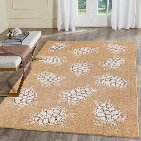 Trans Ocean Liora Manne Carmel Coastal Turtle Indoor/Outdoor Area Rug - Vibrant Beach Style For Any Space Natural Polypropylene,Polyester Cre45841312