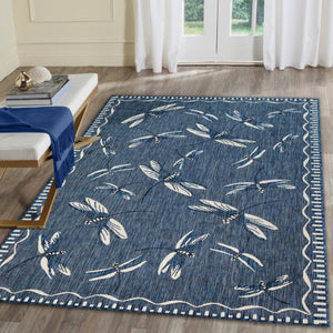 Trans Ocean Liora Manne Carmel Dragonfly Indoor/Outdoor Area Rug – Vibrant Nature Design For Stylish Spaces Navy Polypropylene,Polyester Cre58844033