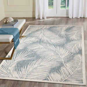 Trans Ocean Liora Manne Carmel Fronds Botanical Indoor/Outdoor Area Rug - Elegant Transitional Design For Any Space Blue Polypropylene,Polyester Cre69847404