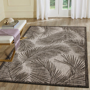 Trans Ocean Liora Manne Carmel Fronds Botanical Indoor/Outdoor Area Rug - Elegant Transitional Design For Any Space Black Polypropylene,Polyester Cre45847448