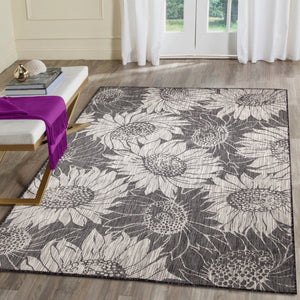 Trans Ocean Liora Manne Carmel Sunflower Field Area Rug - Transitional Botanical Design For Indoor & Outdoor Spaces Black Polypropylene,Polyester Cre69848348