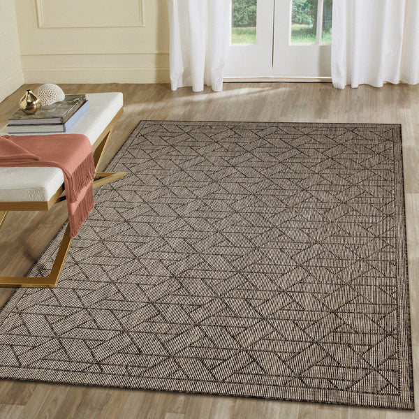 Trans Ocean Liora Manne Carmel Pyramid Indoor/Outdoor Area Rug - Contemporary Geometric Design For Stylish Spaces Black Polypropylene,Polyester Cre45849648
