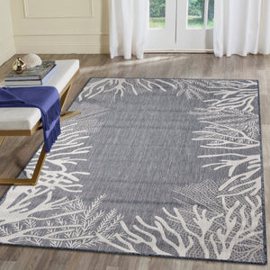 Trans Ocean Liora Manne Carmel Reef Border Indoor/Outdoor Area Rug - Elegant Coastal Design For Any Space Navy Polypropylene,Polyester Cre69849833