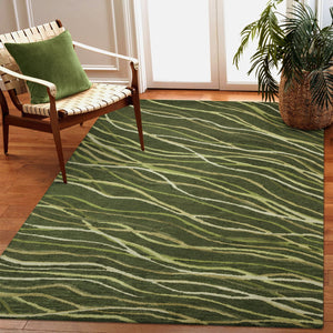 Trans Ocean Liora Manne Horizon Ribbons Indoor Area Rug - Hand Tufted Wool With Contemporary Wave Design Green Wool Pile Hrn57786516