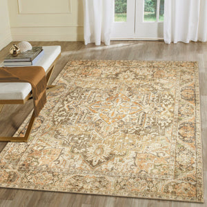 Trans Ocean Liora Manne Inspirations Heriz Indoor Area Rug - Distressed Medallion Design For Elegant Spaces Brown Polyester Isp91111219