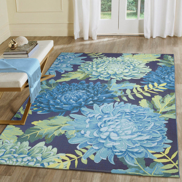 Trans Ocean Liora Manne Marina Mum Indoor/Outdoor Area Rug - Vibrant Floral Design For Style And Comfort Blue Polypropylene,Polyester Mna58818303