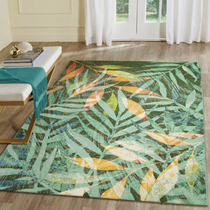 Trans Ocean Liora Manne Marina Leaves Area Rug - Vibrant Tropical Design For Indoor/Outdoor Spaces, 4'10" X 7'6" Blue Polypropylene,Polyester Mna58818703