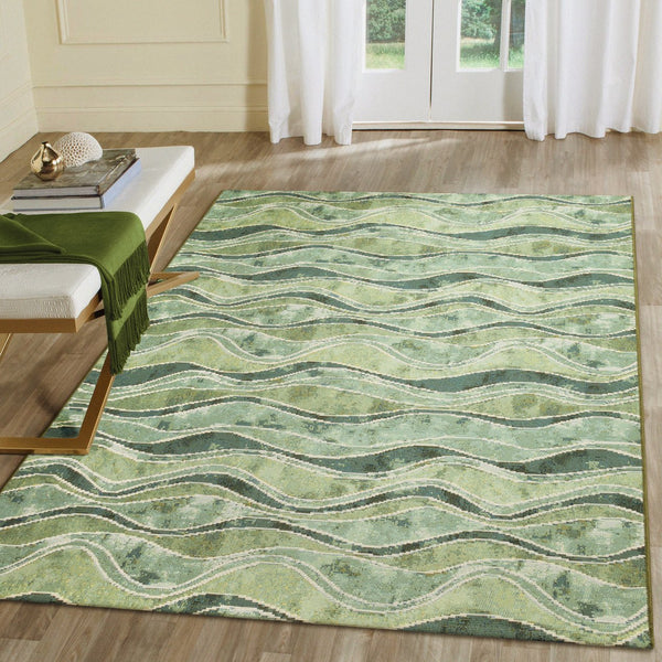 Trans Ocean Liora Manne Wave Indoor/Outdoor Area Rug - Contemporary Abstract Design In Soothing Blue Hues Green Polypropylene,Polyester Mna80966206