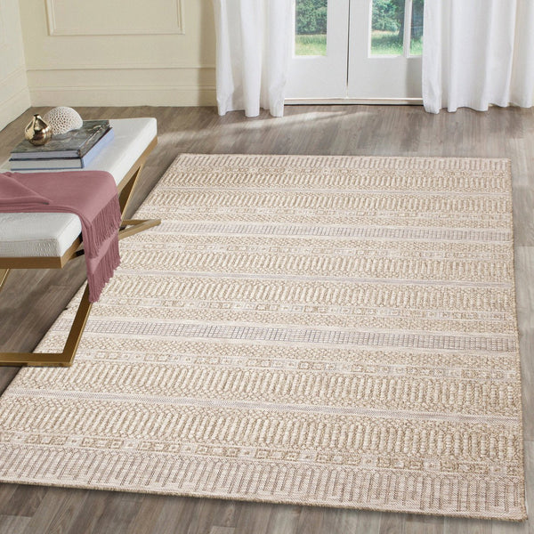 Trans Ocean Liora Manne Orly Stripe Indoor/Outdoor Area Rug - Rustic Transitional Design For Any Space Natural Polypropylene Oly45648112